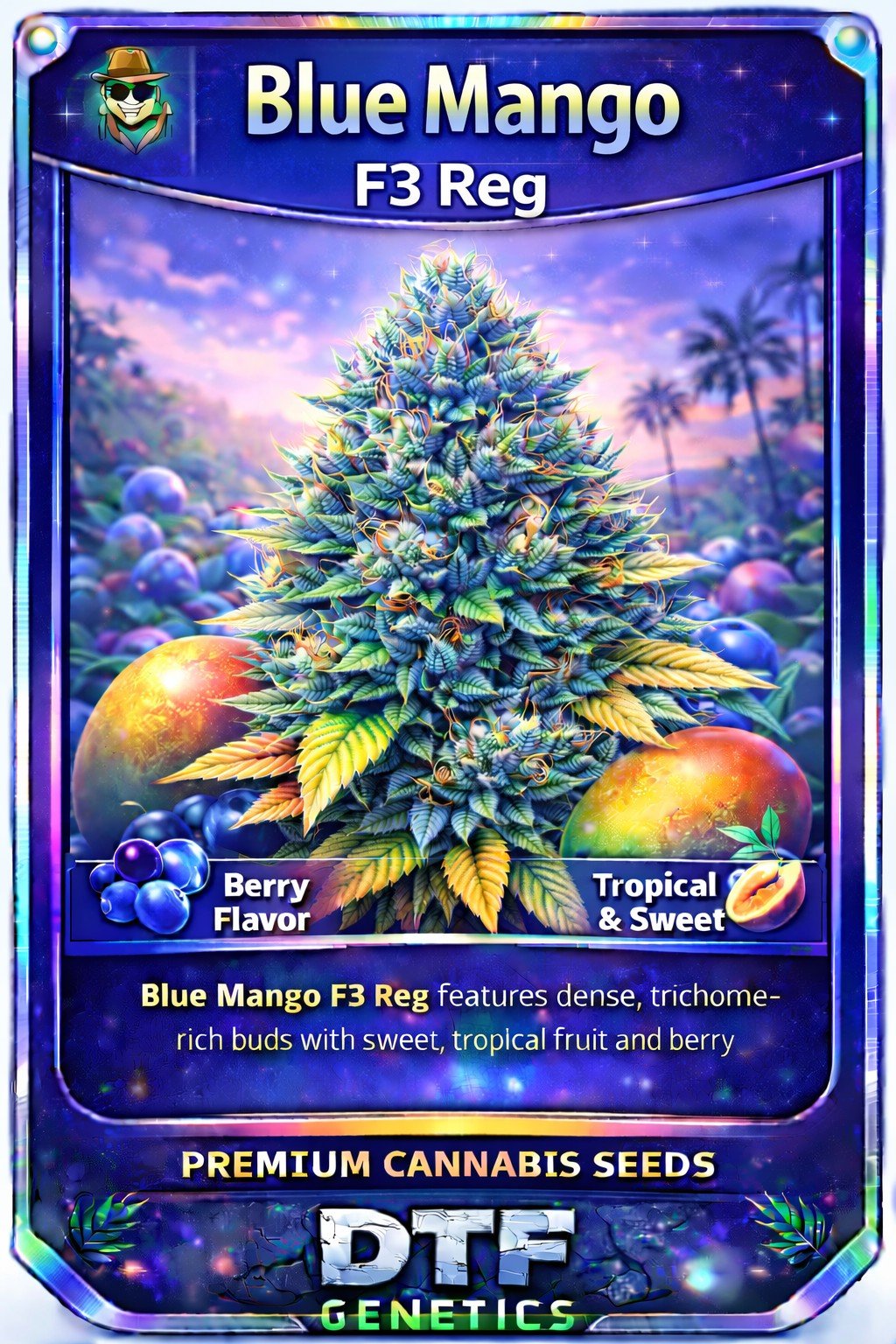 Blue Mango F3 Regular DTF Genetics strain card