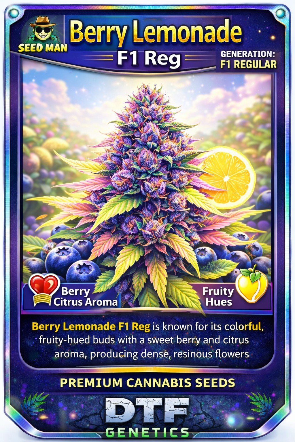 Berry Lemonade F1 Regular DTF Genetics strain card