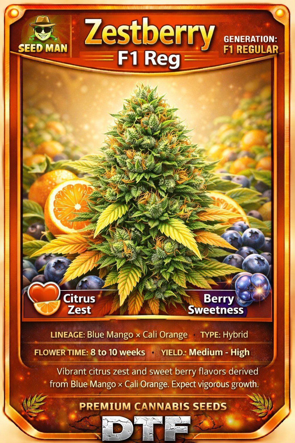 Zestberry F1 Regular DTF Genetics strain card